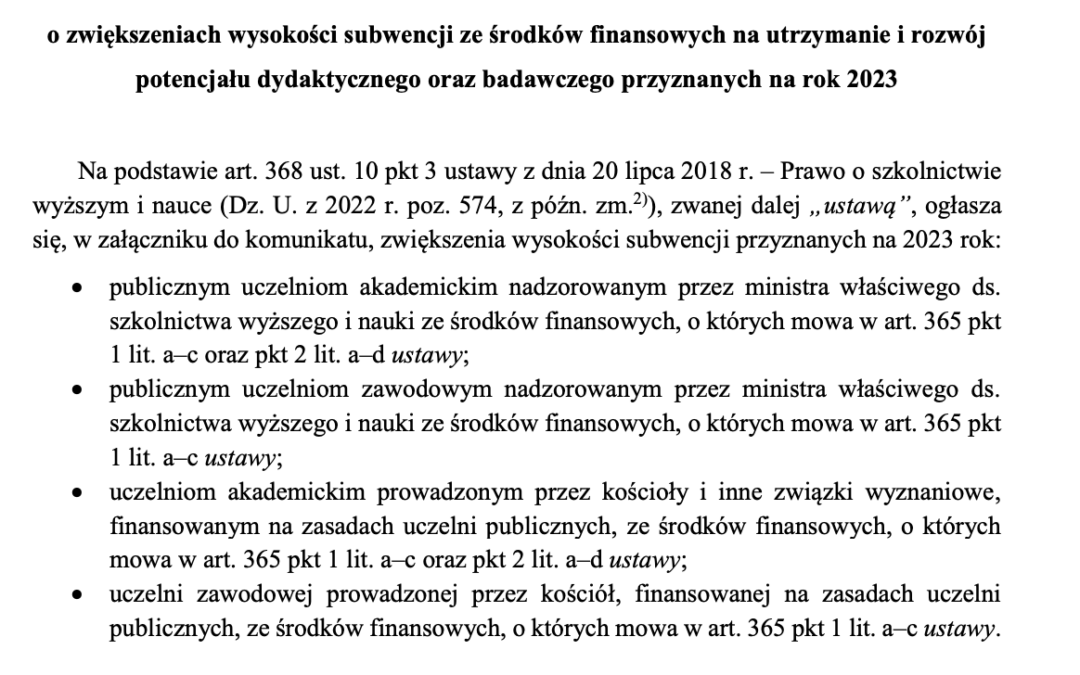 KOMUNIKAT MINISTRA EDUKACJI I NAUKI o zwiększeniach wysokości subwencji